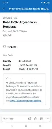 Argentina vs Honduras tickets
