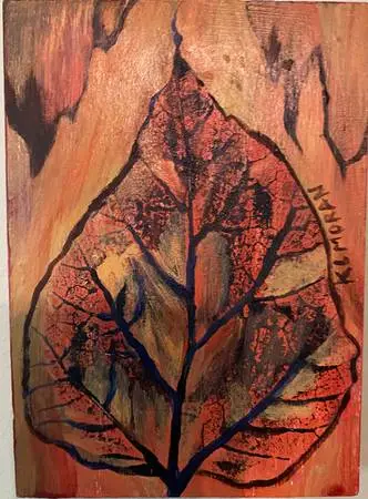 Orange Ash Leaf Painting