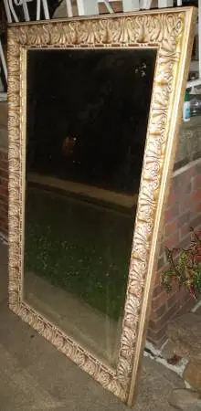 Large impressive Vtg Decorator Gold Gilded & Beveled Mirror