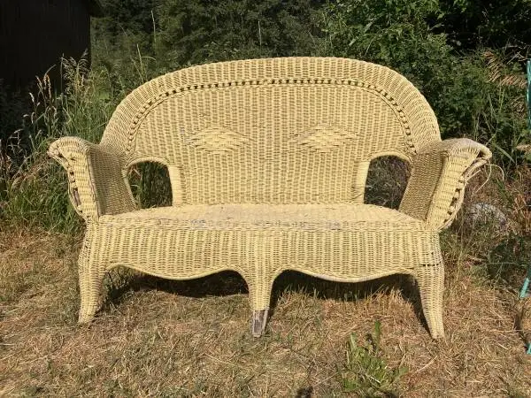 Yellow Wicker Setee Shabby Chic Art Project