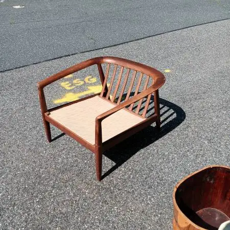 Folke Ohlson walnut low chair for Dux mid century MCM