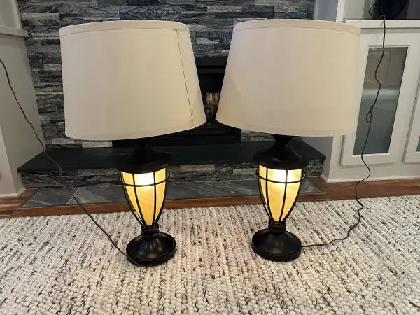 John Timberland Mission Cage 33 Night Light Urn Table Lamps Set of 2