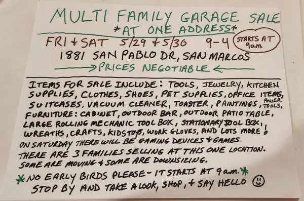 Multi family garage sale