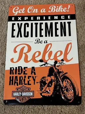 Harley-Davidson Get on a Bike Rebel Embossed Tin Sign, 10.5 x 15