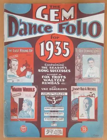 GEM DANCE FOLIO for 1935 - song successes, with uke diagrams
