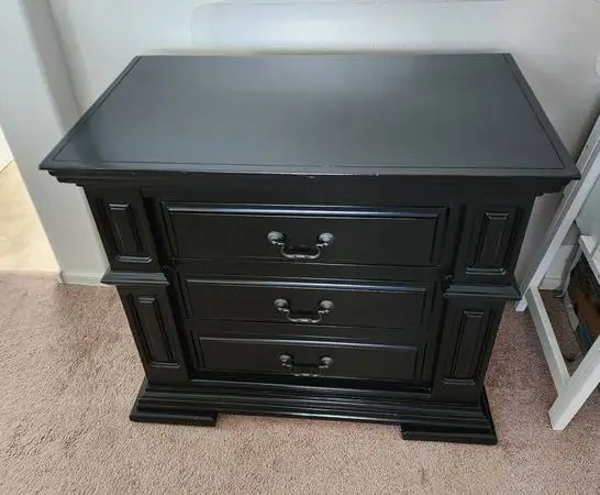 Extra Tall ORNATE All Wood HIGH Nightstand with Large Drawers