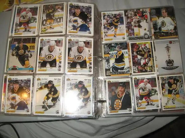 BOSTON BRUINS 350 Card Binder + Framed Signed Bourque-Gronk-Baseball