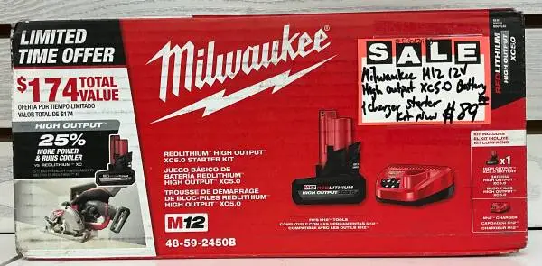 Milwaukee M12 12V High Output XC5.0 Battery & Charger Starter Kit New