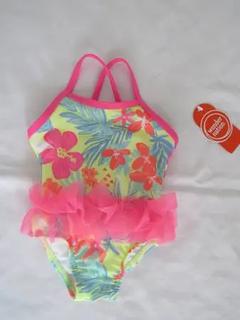 New Baby Girls 3/6 Months Flower Print Swimsuit