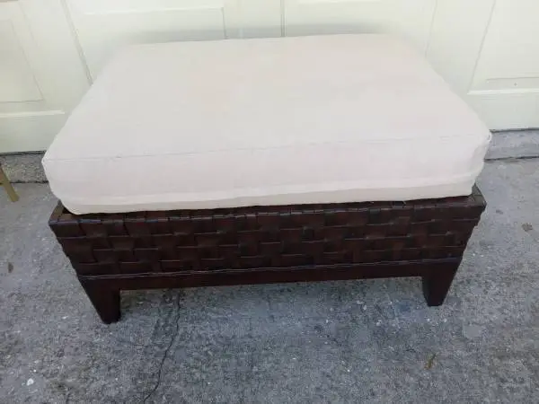 PIER 1 LEATHER AND LINEN OTTOMAN