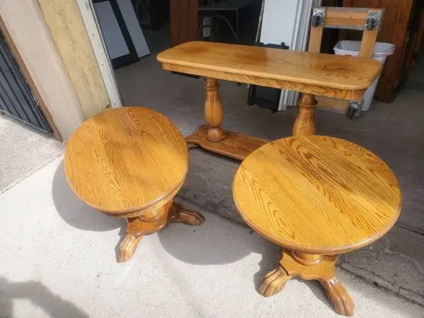 Oak living room table set