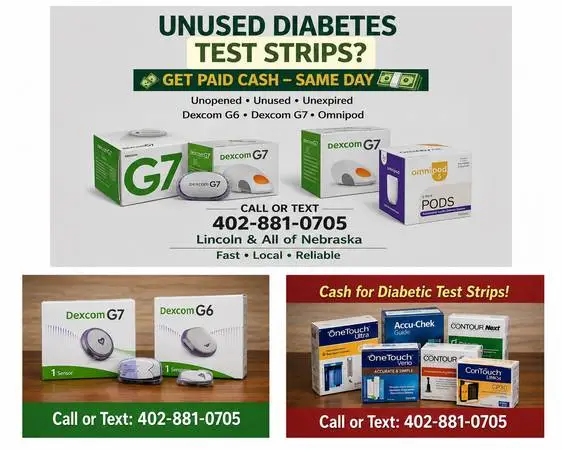 Cash for unopened, unexpired Diabetic Test Strips in Lincoln, NE