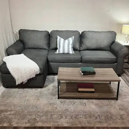 Charcoal Loveseat & Chaise Lounge Sectional