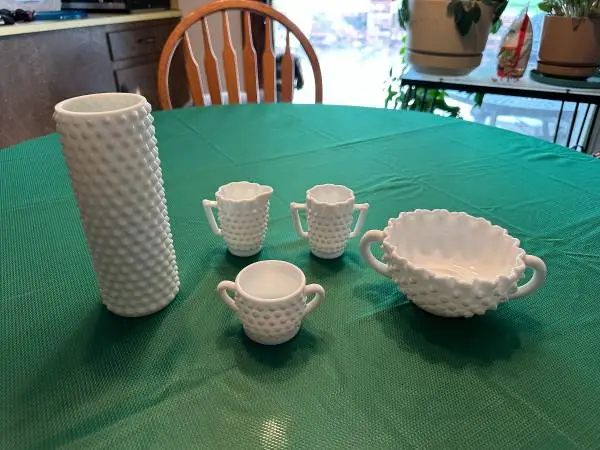 Vintage Fenton Hobnail Milk Glass Depression Glass