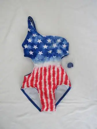 New Girls 4/5T Red/White/Blue Stars Swimsuit