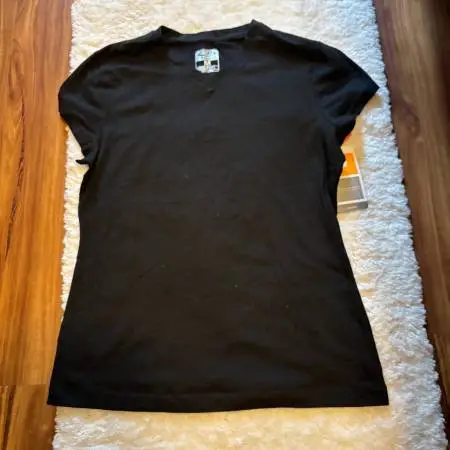 NWT Ladies Champion Duo Dry Ebony Black Cap Sleeve T-Shirt Medium