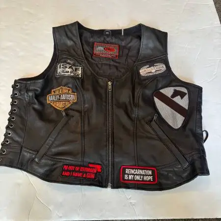 Womens Motorcycle First Classic Back Vest Size XXL with Patches