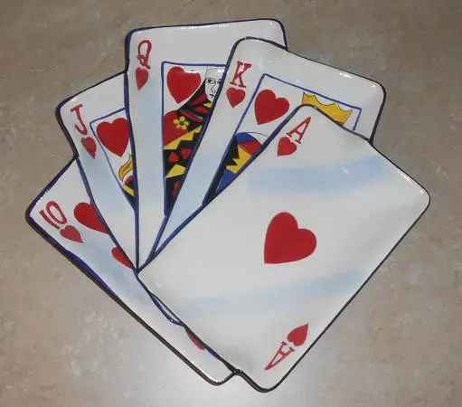 Royal Flush Poker Texas Holdem Clay Art Serving Set, Tray, Plates