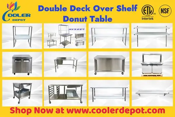 Prep Table Double Deck Overshelf Undercounter Cabinet Donut Table Equ