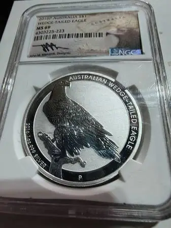 2016P Australia S$1 Wedge Tailed Eagle - MS 69 Mercanti Hand Signed
