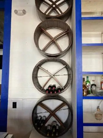 Rustic Wine Barrel Wall Racks – Real Wood Half Barrels – Restaurant /
