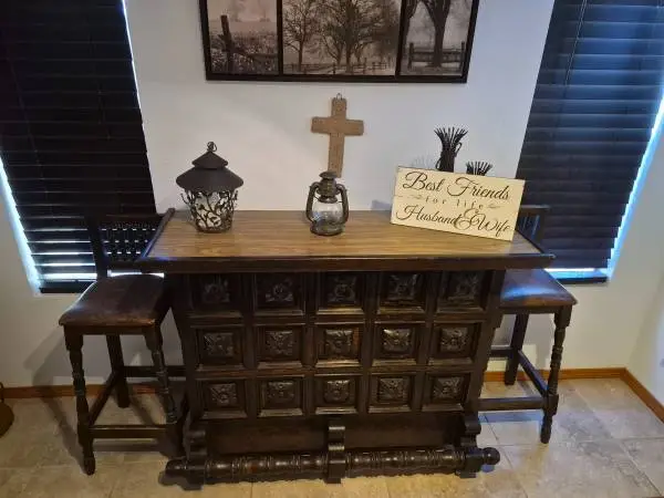 Bar -Antique Home Bar with chairs