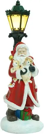Topadorn Santa Claus Resin Figurine Christmas Decoration Light Streetl