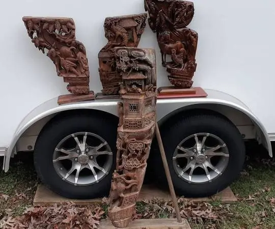 19TH CENTURY ART HAND CARVED WOOD CORBELS - ARCHITECTURAL SALVAGE
