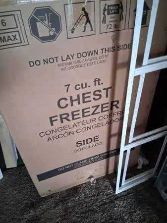 New in the box , seven cubic foot chest freezer