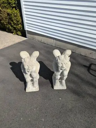 PAIR OF CEMENT GARGOYLES