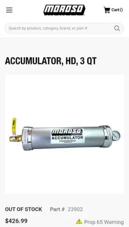 New Sealed Moroso Accumulator 3QT HD W/ 23921 Mount Engine Oil