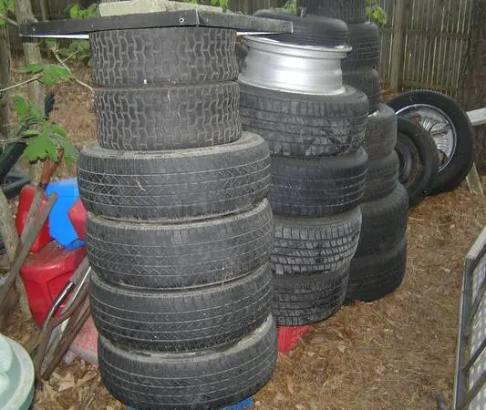 Large Group of Tires Many Different Types and Sizes