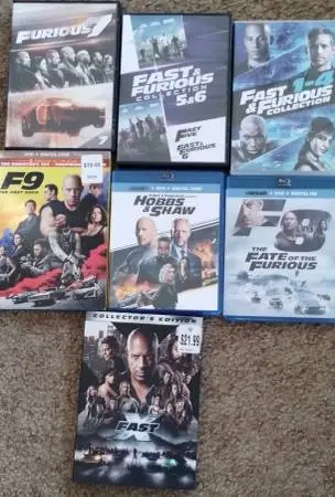 FAST AND FURIOUS DVD/BLU RAY MOVIE COLLECTION