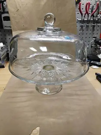 Vintage Anchor Hocking  Canfield  Clear Pressed Glass Pedestal Cake Stand And