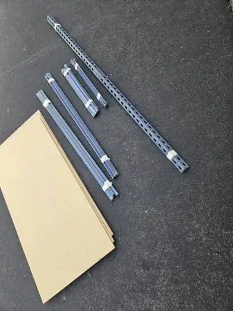 New unassembled metal storage rack