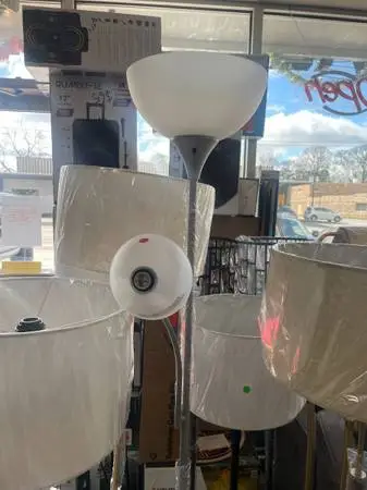 Floor Lamp with Two Bulb Shades H 72 in