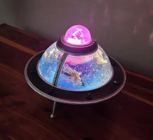 Cracker Barrel Spaceship Projector Glitter Globe