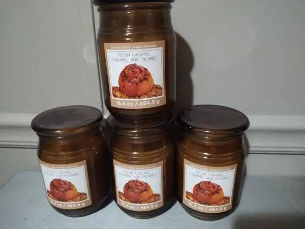 Set of 4 Ashland Pecan Caramel Glass Jar 16.4 Ounce Candles