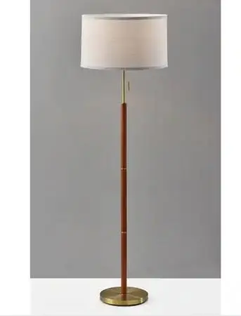 Walnut Brass Floor Lamp H 59 in