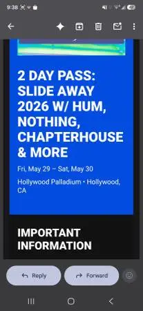 Single hum, chapterhouse, nothing etc ticket hollywood paladium