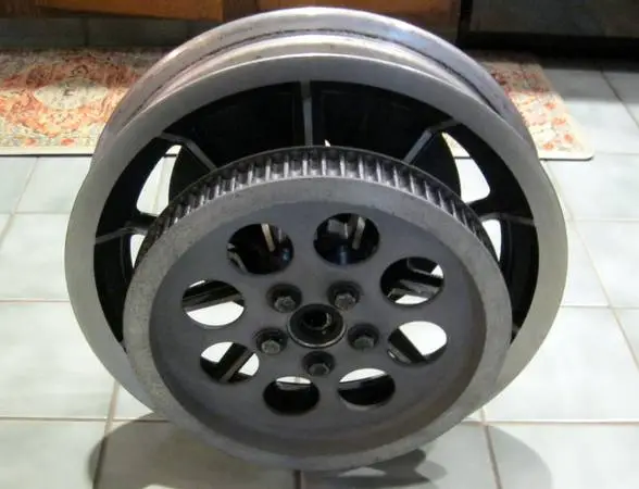 91-99 Harley Davidson 10 Spoke 16 Rear Mag Wheel, Rotor & Pulley