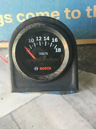 Bosch Style Line 2 Electrical Voltmeter Gauge (Black Dial Face, Black