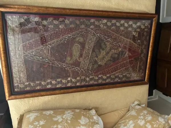 Custom Indian Velvet Silk Framed Art - Hang vertically or horizontally