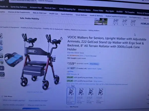 VOCIC Walkers for Seniors, Upright Walker With Adjustable Armrests!