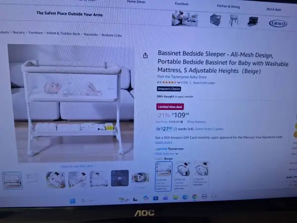 Bassinet Bedside Sleeper - All-Mesh Design NIB Retail is $ 109.98