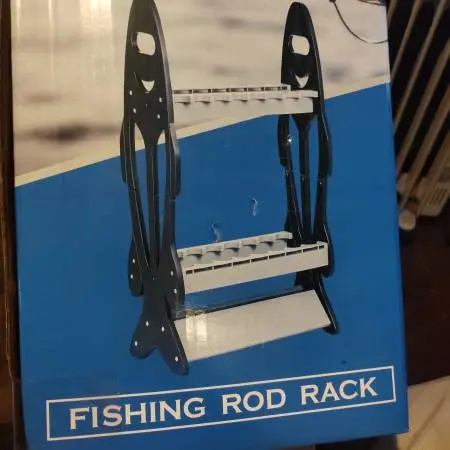Fishing rod rack, holds 16 rods, $5