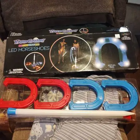 Horseshoe set for nite time use, lights up, $15