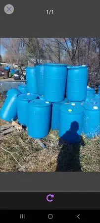 Barrells blue plastic 55 gallon
