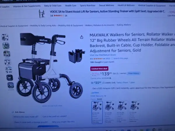 MAXWALK Walkers for Seniors, Rollator Walker with Seat, 12 Big Rubber