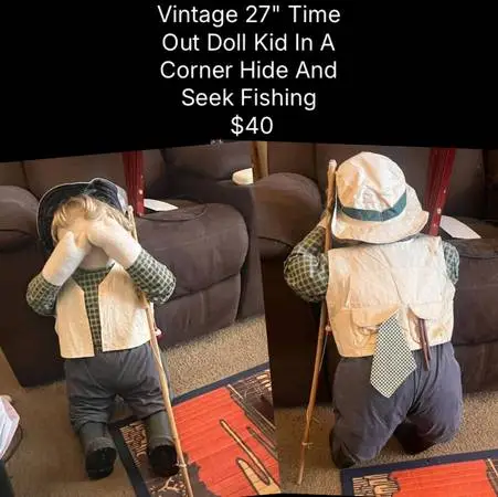 Vintage 27 Time Out Doll Kid In A Corner Hide And Seek Doll Handmade